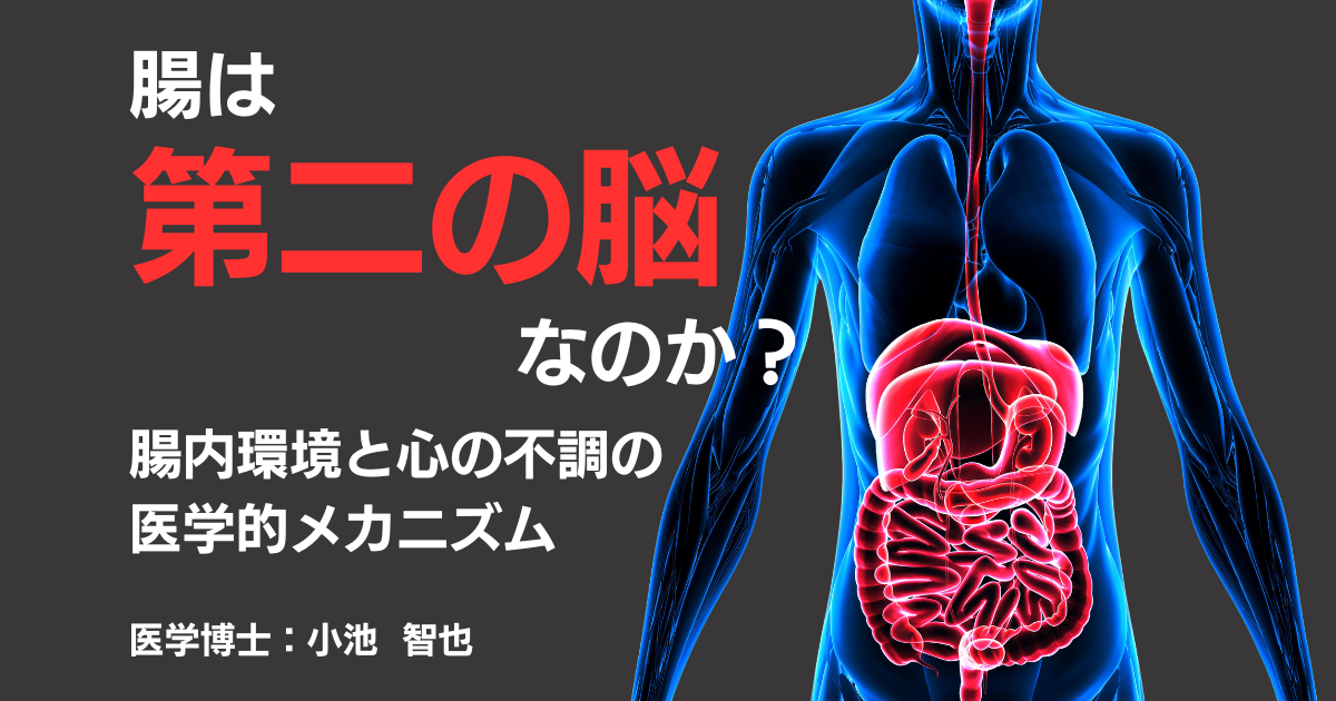 腸は第二の脳なのかというテーマで、腸内環境と心の不調の医学的メカニズムを解説するブログのアイキャッチ画像